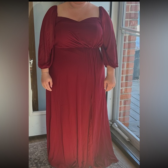 Ever-Pretty Burgundy Maxi Dress Women’s US 26 / 5XL Thin Long Sleeve Formal NWT - Picture 3 of 3